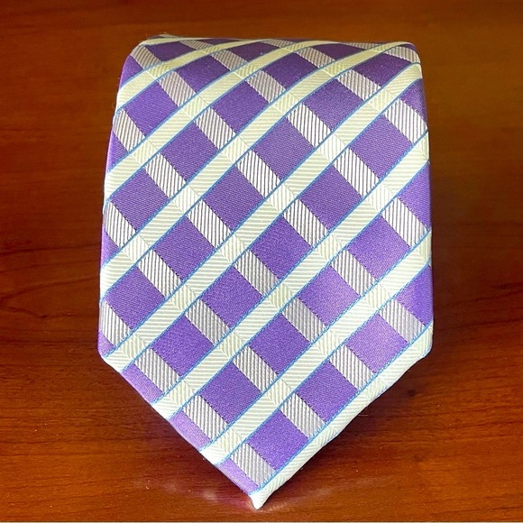 GEOFFREY BEANE ~ Gorgeous Lavender Lattice Weave Print Tie ~ Silk Blend - Picture 1 of 6